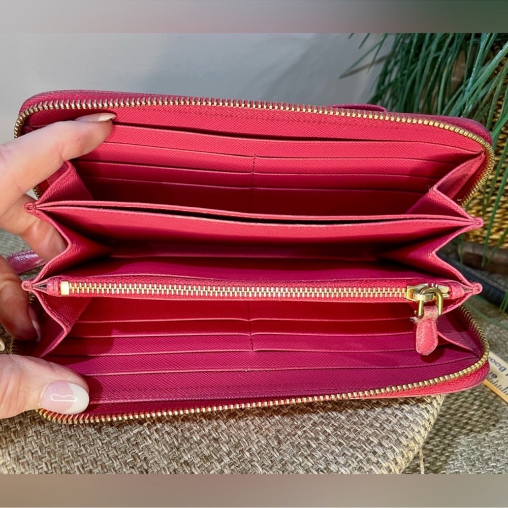 Prada Bow Pink Zip Around Long Wallet Wallet with Bow Accent and Gold
Hardware - Picture 3 of 15
